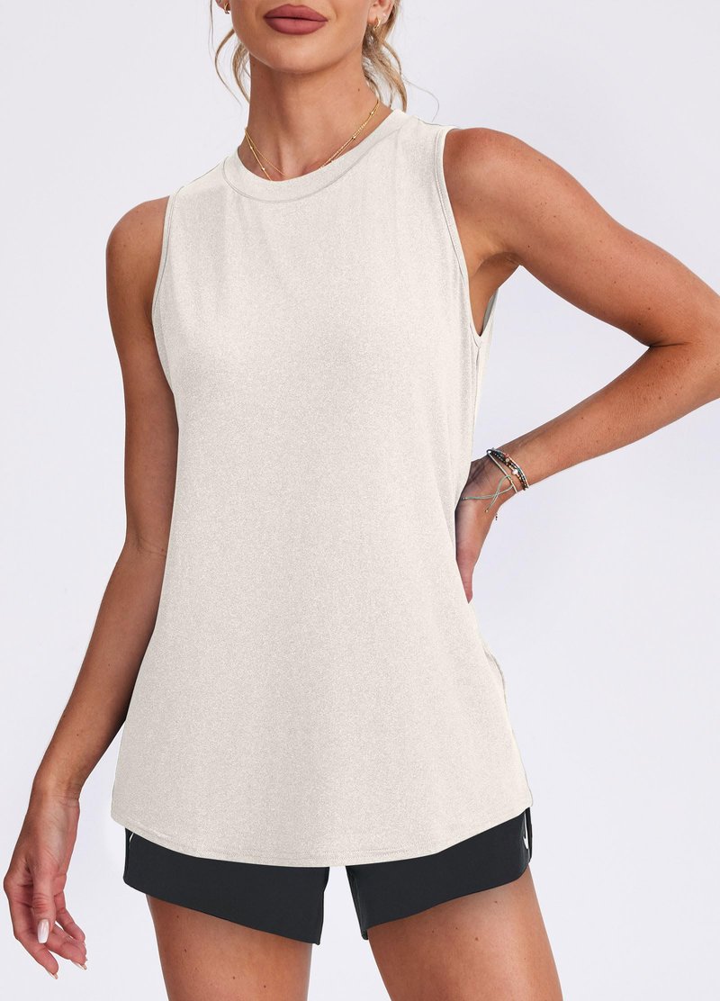 Women's Workout Tops Breathable Lightweight Active Tennis Yoga Shirts Athletic Running Tank Tops for Women White Apricot S