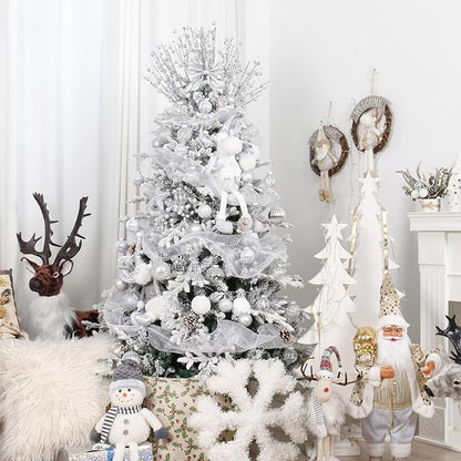 SY Super Bang 30PCS Silver Christmas Ornaments Set, 60MM/2.36" Clear Plastic Shatterproof Ball Ornaments for Christmas Tree Hanging Decorations, for Home Holiday Party Xmas Decor.