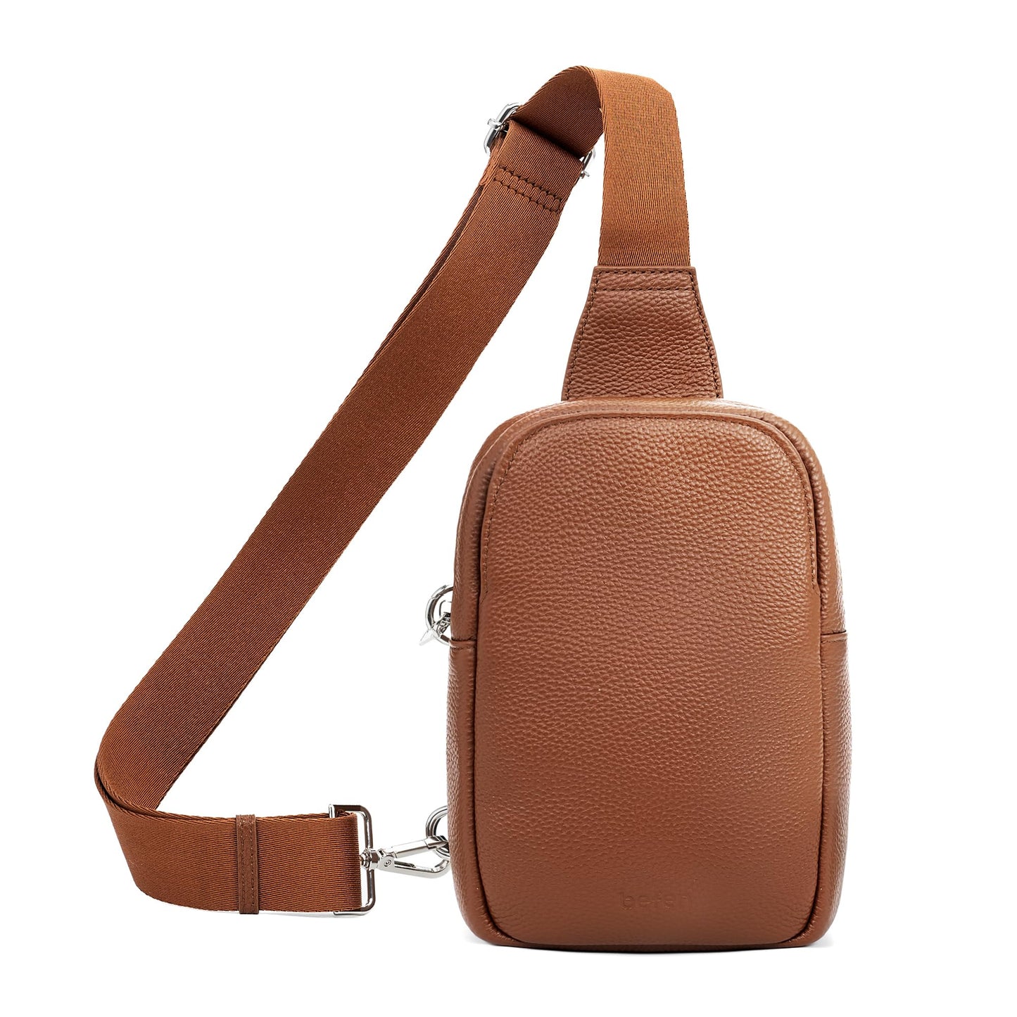 befen Real Leather Anti Theft Small Crossbody Sling Bags for Women, Woman Crossbody Chest Bags Travel Purse with RFID Card Slots Cognac Brown