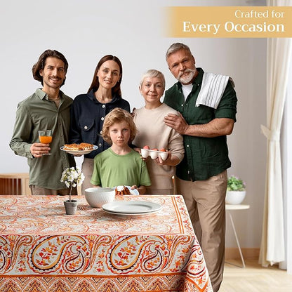 Maison d' Hermine Table Cloth Rectangle Table 100% Cotton 54 x 72 Inches Fall Tablecloth Reusable Everyday Use for Thanksgiving Christmas Decorations Dining Farmhouse Party (Palatial Paisley)