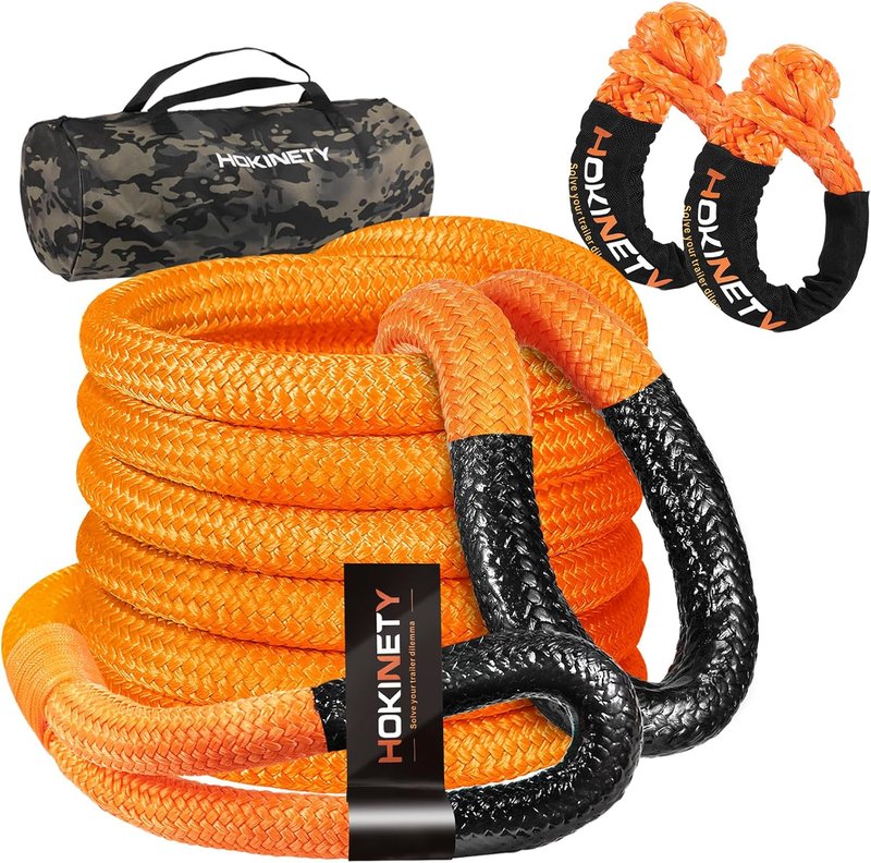 Kinetic Recovery Tow Rope - 1.26" x 30ft Heavy Duty Snatch Strap Kit for Trucks, SUVs, ATVs | Orange