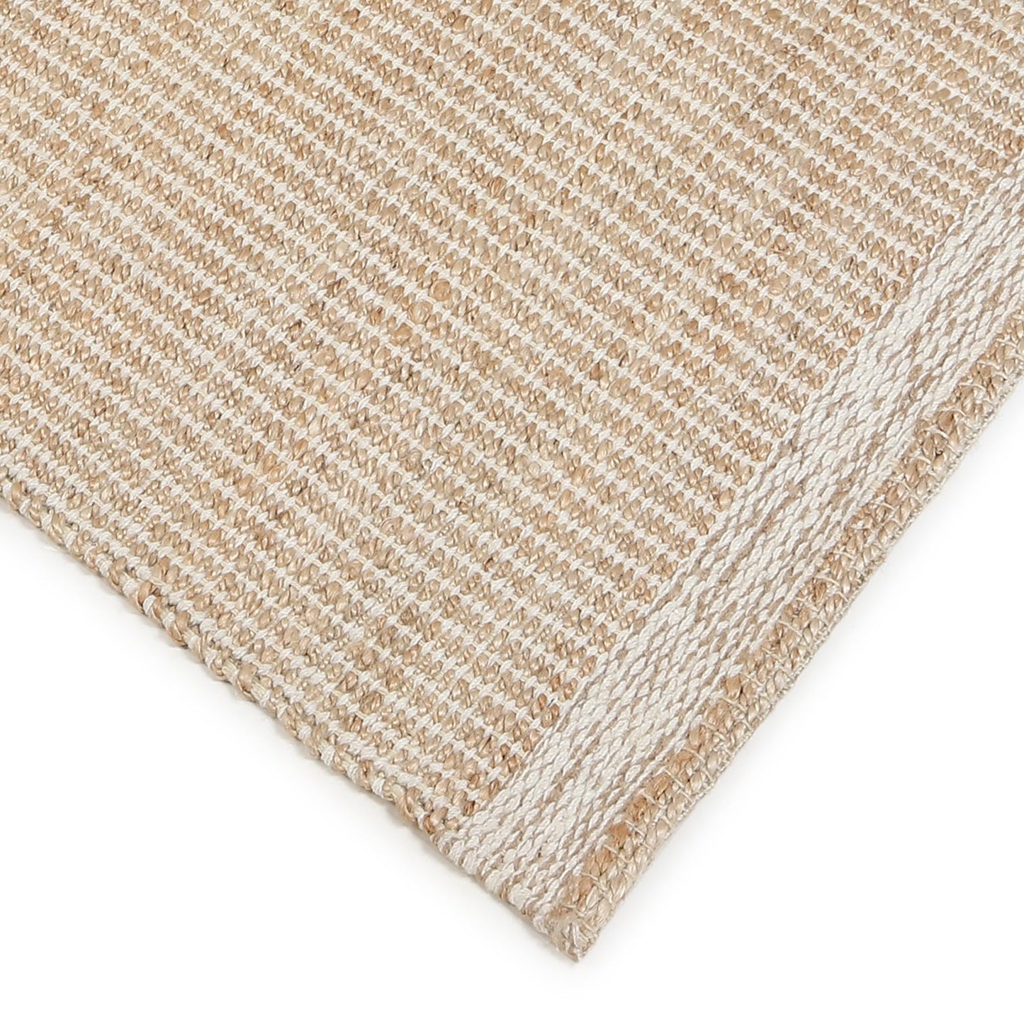 RUSVILLA 10x14 feet Natural Jute & Wool Area Rug,– Handwoven Mini Check Natural Fiber Rug with 4" Border, Neutral Boho Farmhouse Rug for Living Room,Dining Room,Bedroom | 0.6" Pile (10' x 14')