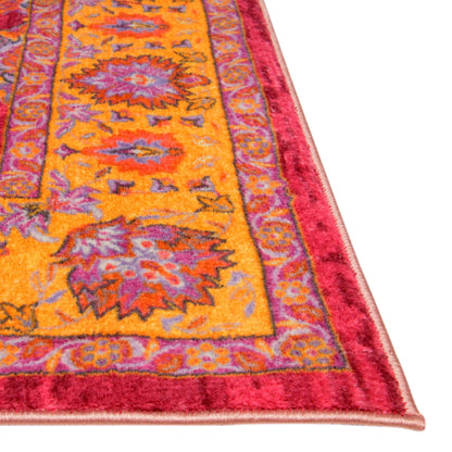 Rugs.com - Medina Rug – 5' 3 x 7' 9 Berry Pink Washable Area Rug Vintage Floral Design for Living Rooms, Bedrooms, and Dining Areas
