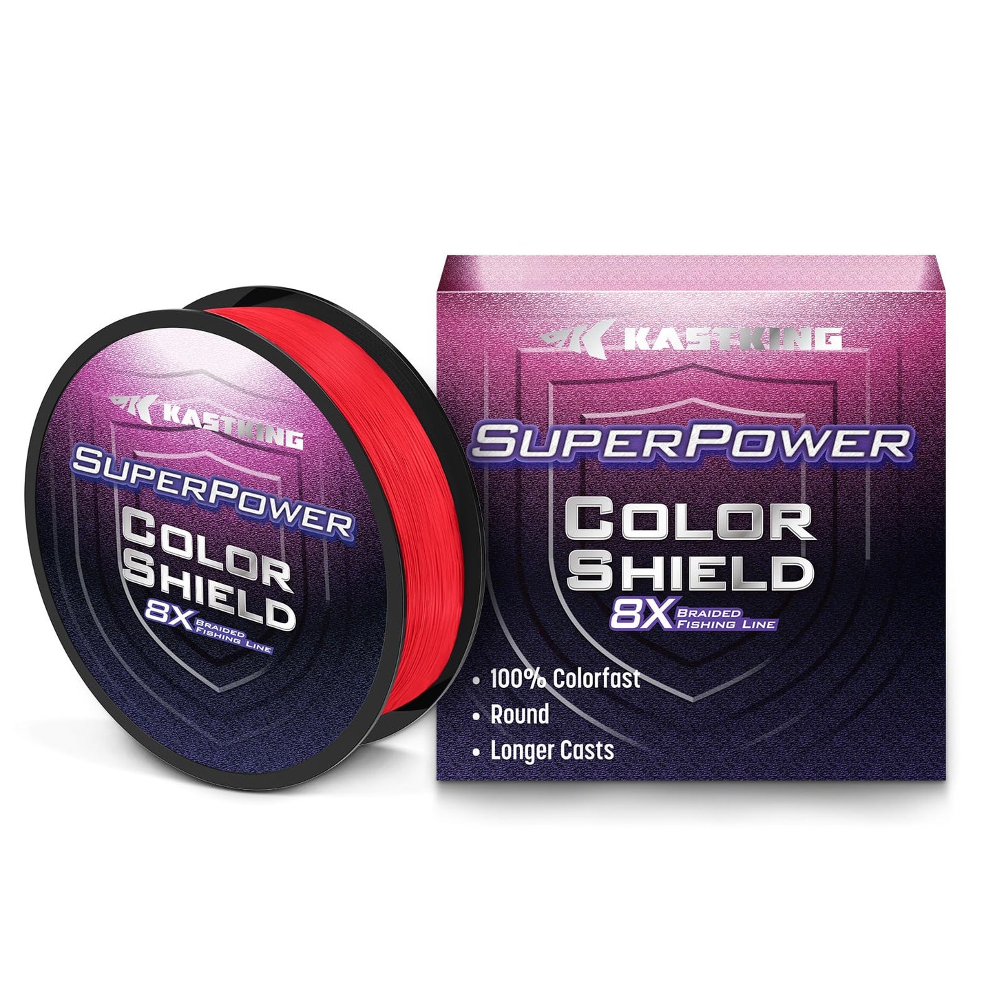 KastKing Superpower ColorShield Braided Fishing Line, Red,40LB,300Yards,X8