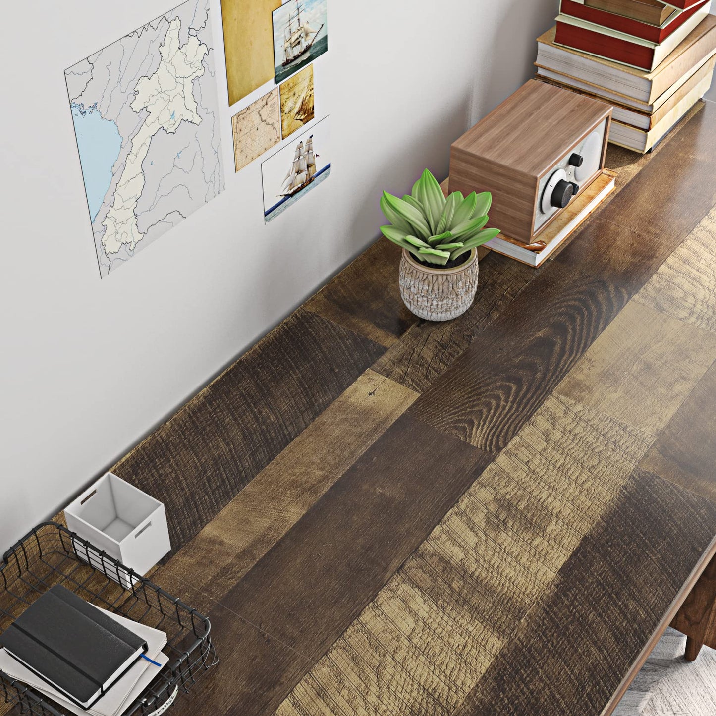 Livelynine Reclaimed Wood Vinyl Flooring Roll Waterproof Vinyl Plank Flooring Peel and Stick Wood Planks for Walls Kitchen Bathroom Floor Desk Countertop Covers Accent Wall Stick on Shiplap 15.8x78.8