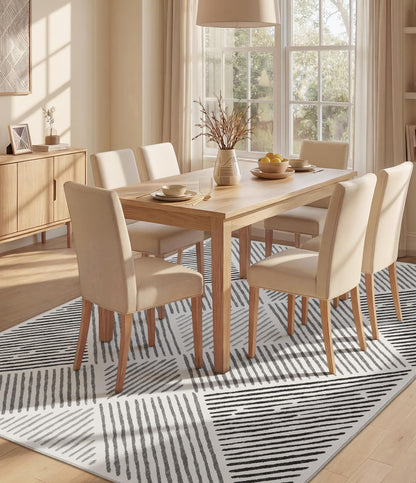 YIHOUSE Black and White Area Rug 5x7,Modern Geometric Rug for Bedroom Diamond Washable Rugs for Living Room, Office, Dining Room
