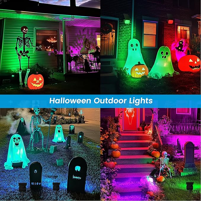 VOLISUN Solar Landscape Spotlights Adjustable Outdoor, Uplights Solar Waterproof IP67, Spot Lights Solar Powered for House,Tree,27 LED with 6 Colors Changing(8 Pack- RGB)