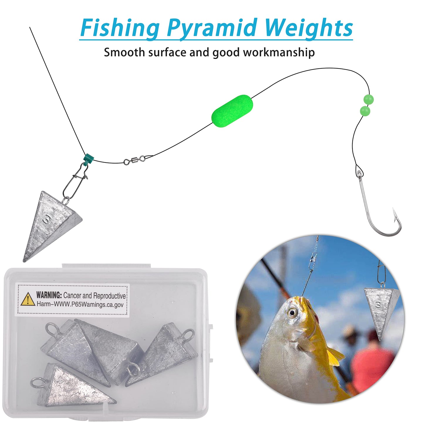 Pyramid Sinkers Fishing Weights Saltwater Pyramid Weights for Surf Fishing Gear Tackle 1oz 2oz 3oz 4oz