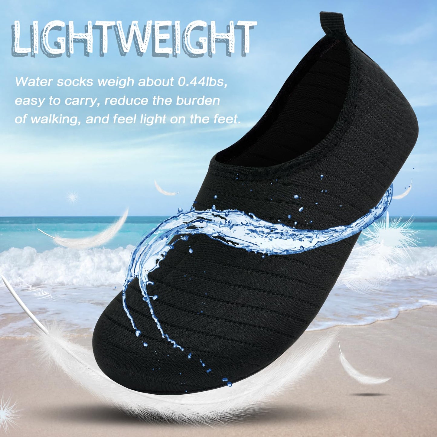ANLUKE Water Shoes Barefoot Aqua Yoga Socks Quick-Dry Beach Swim Surf Shoes for Women Men Black/Solid 36/37
