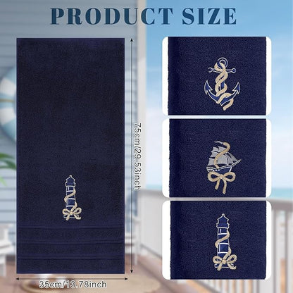 3 Pack Coastal Nautical Hand Towels