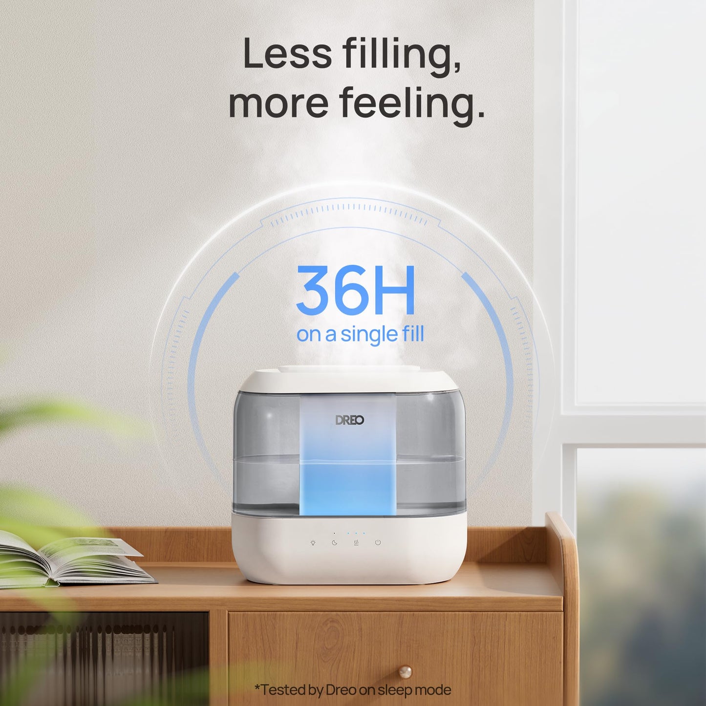 Dreo Humidifiers for Bedroom, 4L Top Fill for Large Room, 36H Runtime, 28 dB Quiet Supersized Cool Mist Air Humidifier for Baby Nursery, Plants, Indoor, Night Light, Easy to Clean & Fill