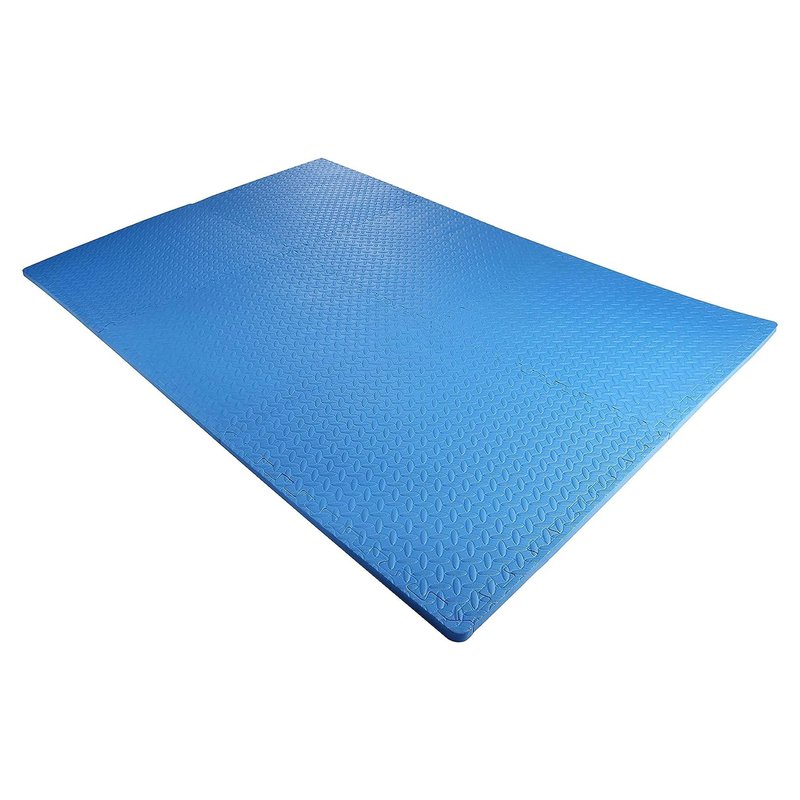 BalanceFrom Puzzle Exercise Mat 3/4" Thick, EVA Interlocking Foam Floor Tiles for Home Gym, Mat for Home Workout Equipment, Floor Padding for Kids, Blue, 24 in x 24 in x 3/4 in, 24 Sq Ft - 6 Tiles