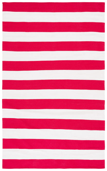 SAFAVIEH Montauk Collection Area Rug - 4' x 6', Red & Ivory, Handmade Flatweave Cotton, Woven Texture, Farmhouse Stripe Pattern, Ideal for Living Room, Bedroom, Dining Space (MTK712B)
