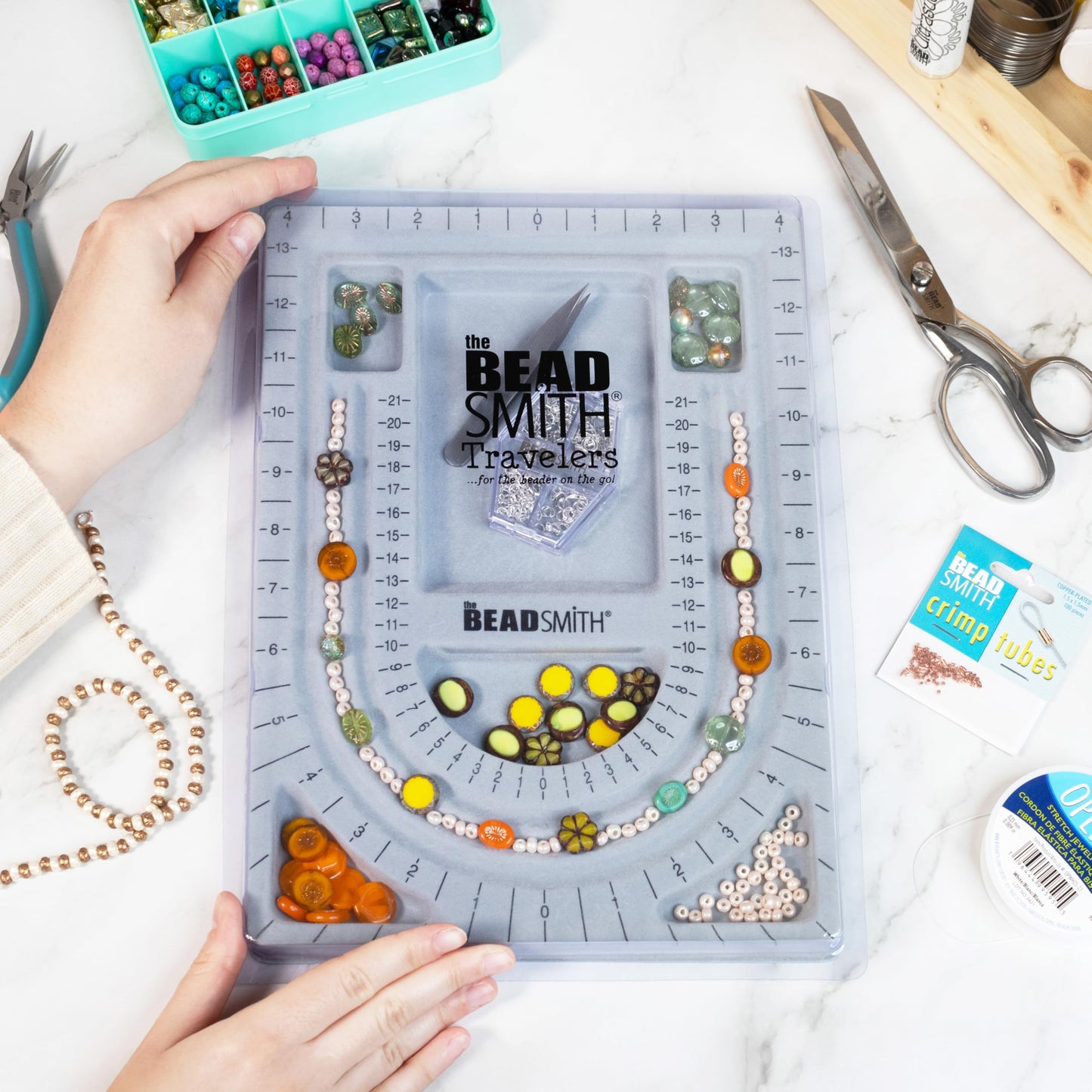 The Beadsmith Bead Board with Cover, Grey Flocked