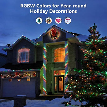 BrizLabs RGBW Christmas Lights, 98.5FT 300 LED Color Changing String Lights with Remote, Warm White Christmas Light, Twinkle Mini Light Dimmable Xmas Tree Light for Indoor Outdoor Xmas Halloween Party