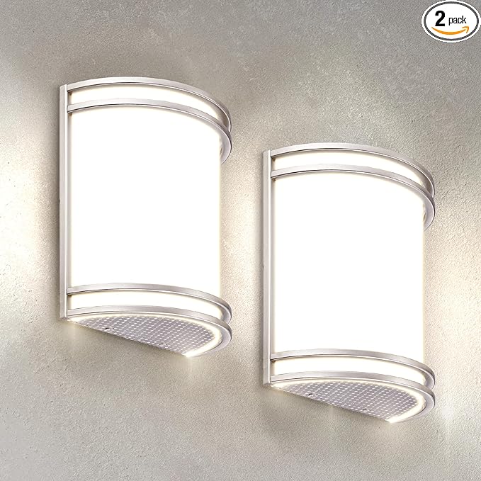 ASD LED Indoor Wall Mount Light Fixture - 10 Inch Modern Interior Brushed Nickel Wall Sconce Lighting - 3000K 4000K 5000K Adjustable - Half Cylinder Hallway Light Fixture - ETL & Energy Star 2 Pack
