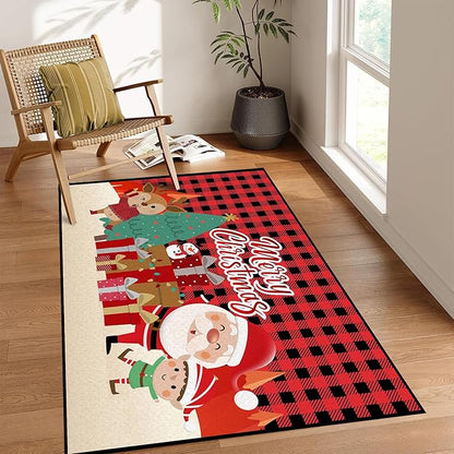 2' X 3' Merry Christmas Rug,Christmas Trees Decorative Indoor Bedroom Xmas Winter Welcome Door Mat Anti-Slip Rubber Area Rug for Seasonal Holiday Decoration,23.6" X 35.4"