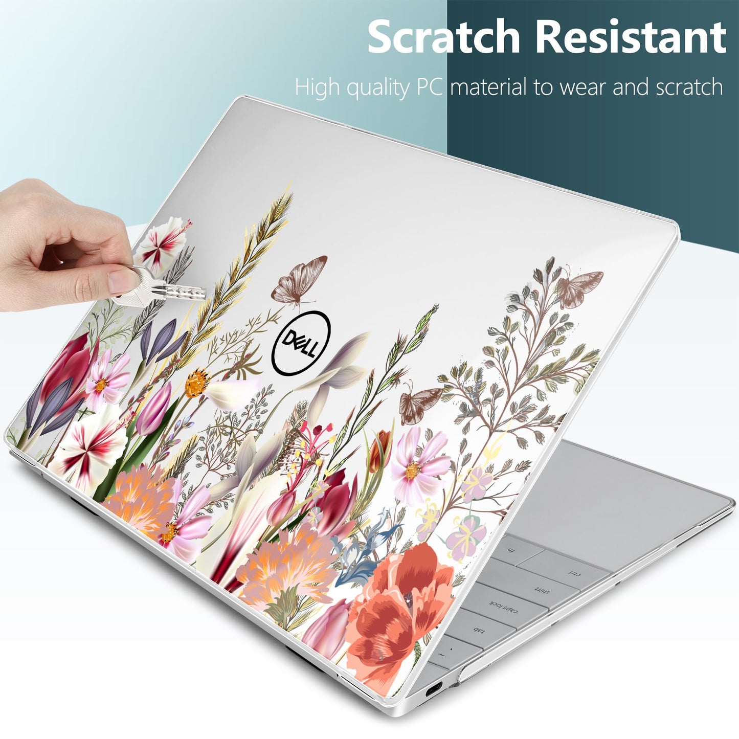 Batianda Case for 2024 Dell XPS 13 Laptop Copilot+ PC 13.4" Display Model Number 9345/9350, Lovely Ultra-Slim Lightweight Scratch-Resistant Hard Cover with Professional Protection, Flower Field