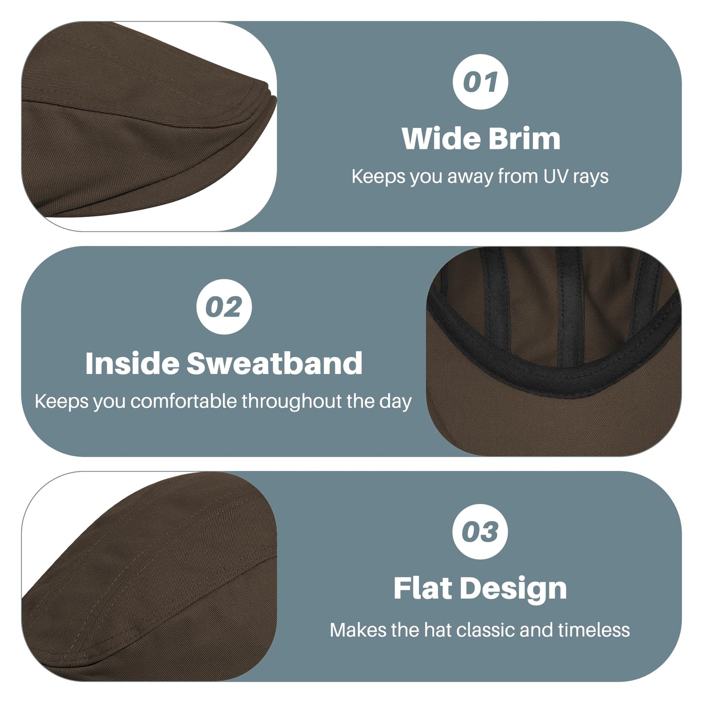 Newsboy Cap for Men 100% Cotton Mens Flat Hats Newsies Hat Classic Irish Gatsby Ivy Cabbie Golf Hats Coffee