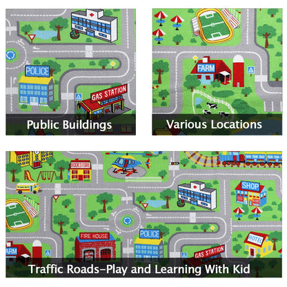 Capslpad Kids Educational Play Rug - 6.6' x 5' Traffic Road Car Mat Learning Play Game Area Rug for Playroom, Living Room, Nursery Room Decor