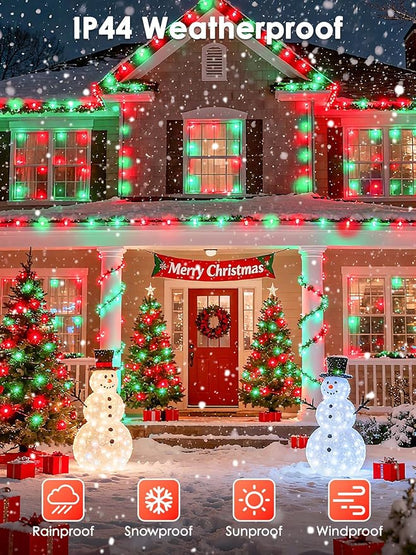 Voice Control Connectable 2PK 164FT 400LED Christmas String Lights Indoor Outdoor with Remote | Smart Twinkle Fairy String Lights 12 Modes & Timer for Xmas Tree Decor (Red & Green)