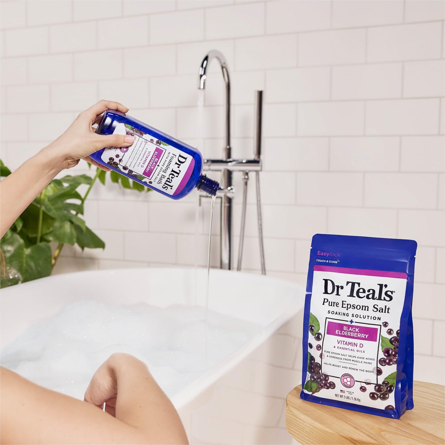 Dr Teal's Foaming Bath with Pure Epsom Salt, Relax & Relief with Eucalyptus & Spearmint, 34 fl oz (Pack of 2)