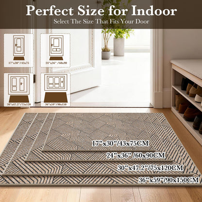 Naoloture Indoor Door Mat 17"x30", Low-Profile Thin Welcome Front Door Mat Indoor Entrance, Non Slip Rubber Backing Inside Doormat Washable Entryway Dirt Resistant & Absorbent Entry Mat, Light-Brown