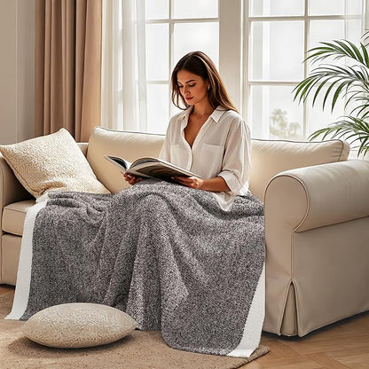 NEXHOME PRO Soft Twin Blankets for Couch, Reversible Warm Blankets Cozy Knit Blanket for Women, Fuzzy Plush Lightweight Throws for Sofa, Bed, Picnic, Coffee Brown, 60 x 80 inches