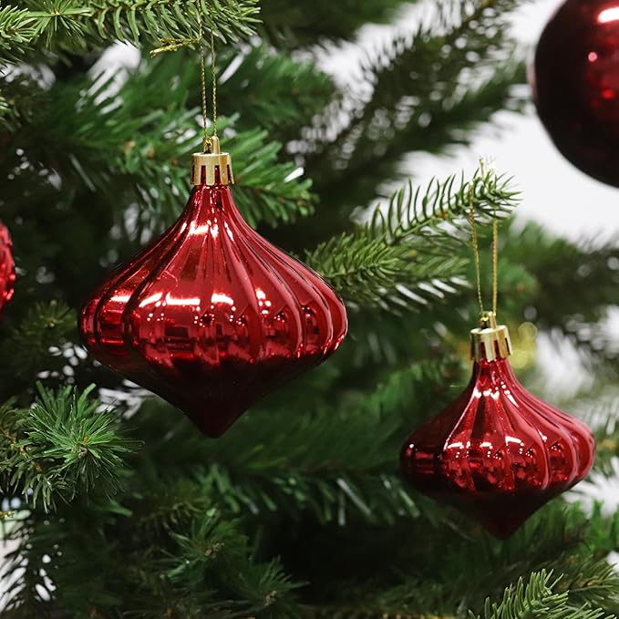 Christmas Ornaments Set with 60pcs Shatterproof Christmas Tree Decorations Multi-Size Christmas Ball Ornaments with 7 Styles Red
