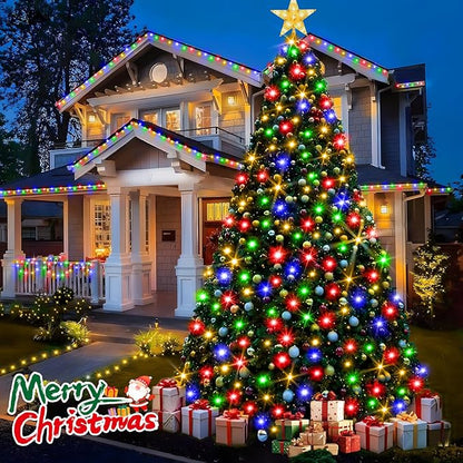 KNONEW 197FT 500 LED Christmas Lights Outdoor String Lights 8 Modes & Memory Fairy Light Plug in Waterproof LED String Lights for Xmas Yard Tree Wedding Party Holiday Decorations (Multicolor)