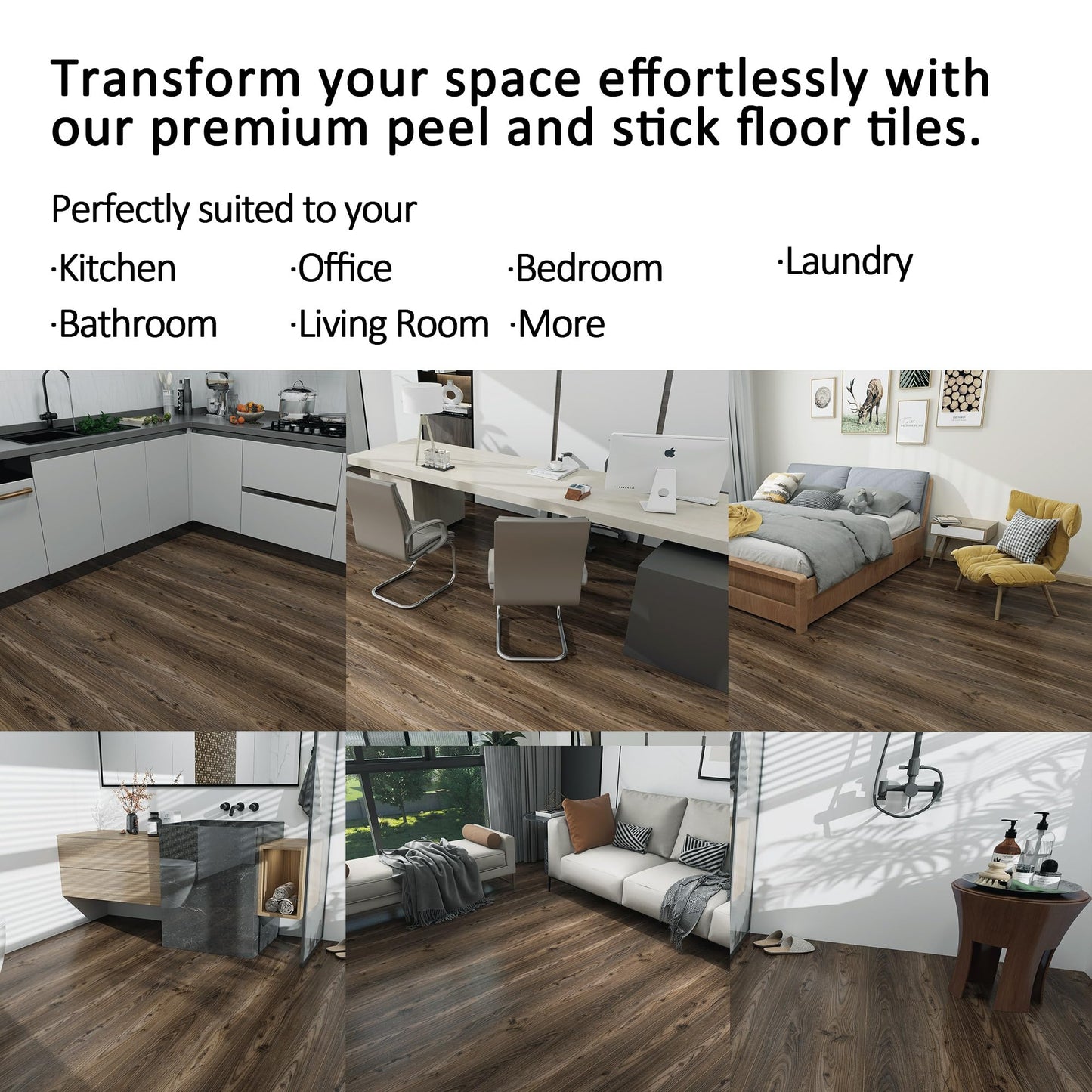 Lareko Wood Peel and Stick Vinyl Flooring Roll – 197" Length 12" Width Floor Tile - Dark Brown Self-Adhesive Sheet Flooring Waterproof, Wide Plank for,Bathroom,Bedroom, Kitchen (16 Sq.Ft