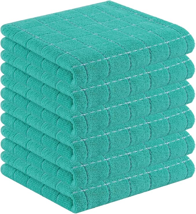 Homaxy 100% Cotton Terry Kitchen Towels, Checkered Designed, Soft and Super