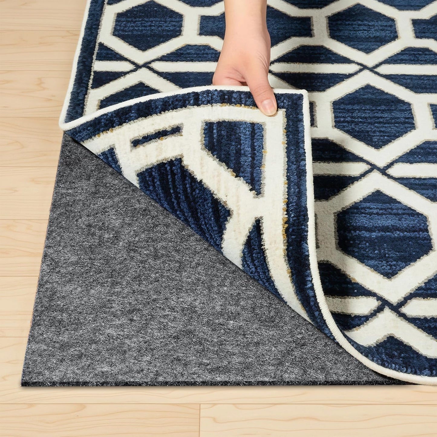 Felt and Rubber Backing Rug Pad, 6"x9" Non-Slip Rug Pads, 1/8” Thick, Under Area Carpet Protective Pads, Cushioned Gripper Pads for All Floors and Finishes, Keeps Rugs in Place, Soft and Secure