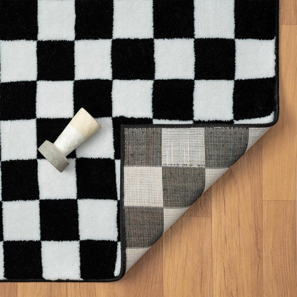 LUXE WEAVERS Geometric Checkered Black and White 5x7 Area Rug