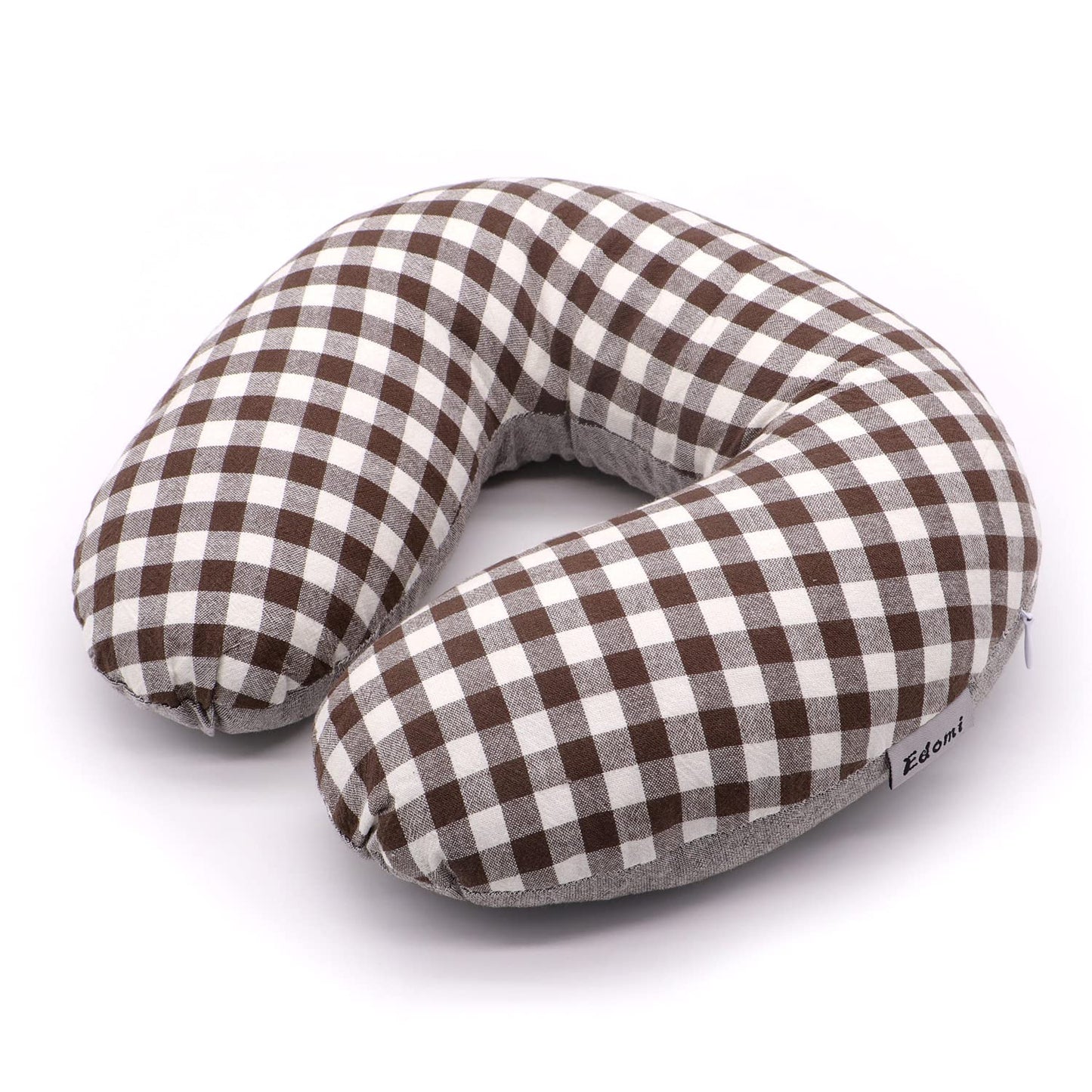 Buckwheat U-Shaped Neck Pillow Adjustable Buckwheat Hull Pillow with Pillowcase, Neck Support and Shoulder Relax Cervical Pillow (12x12 inch, Grey)