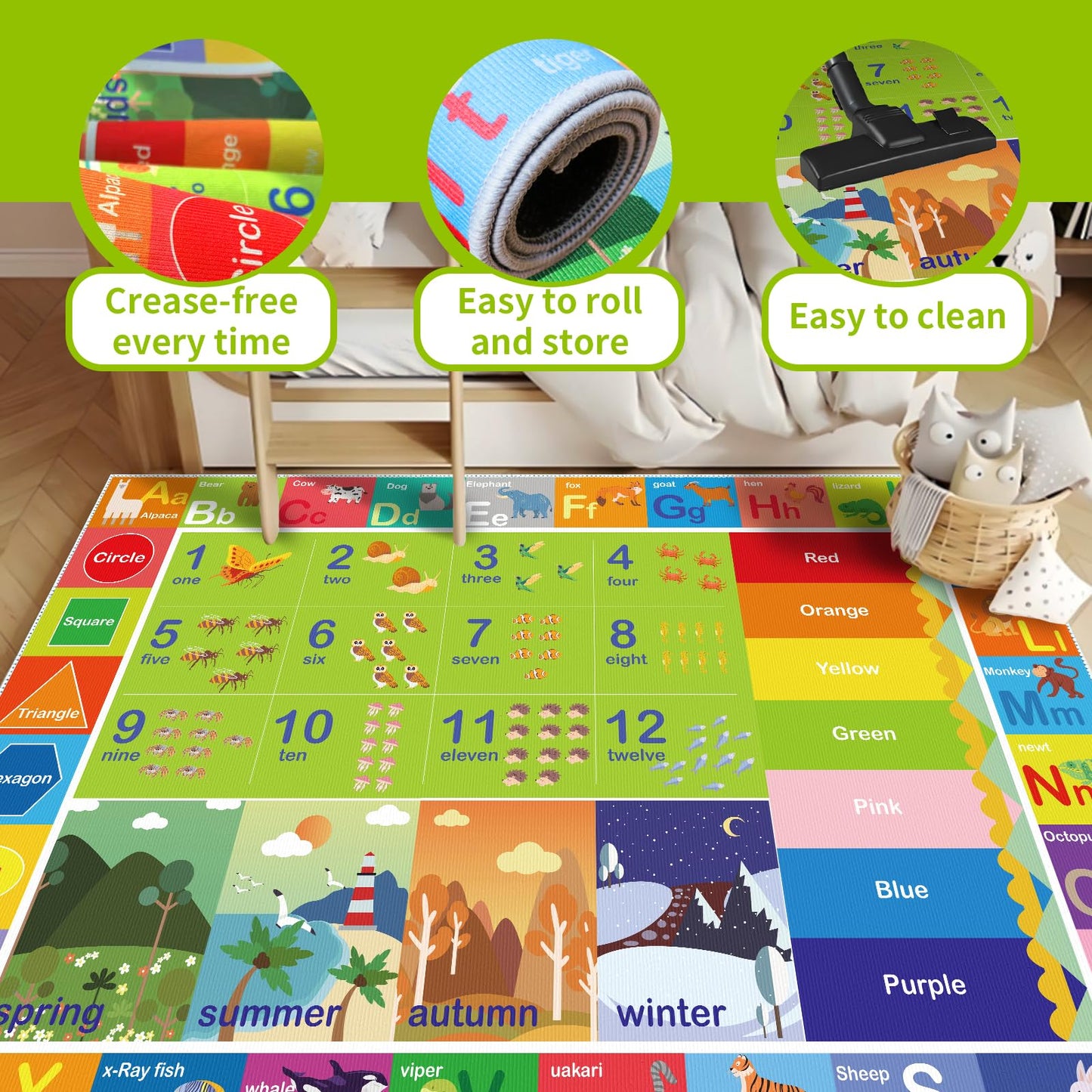 SXHYSM ABC Rug for Kids Playroom,Toddler Alphabet Mats Washable for Baby Area,Classroom,Play Room,Floor,Nursery(4×6ft /48×72in)