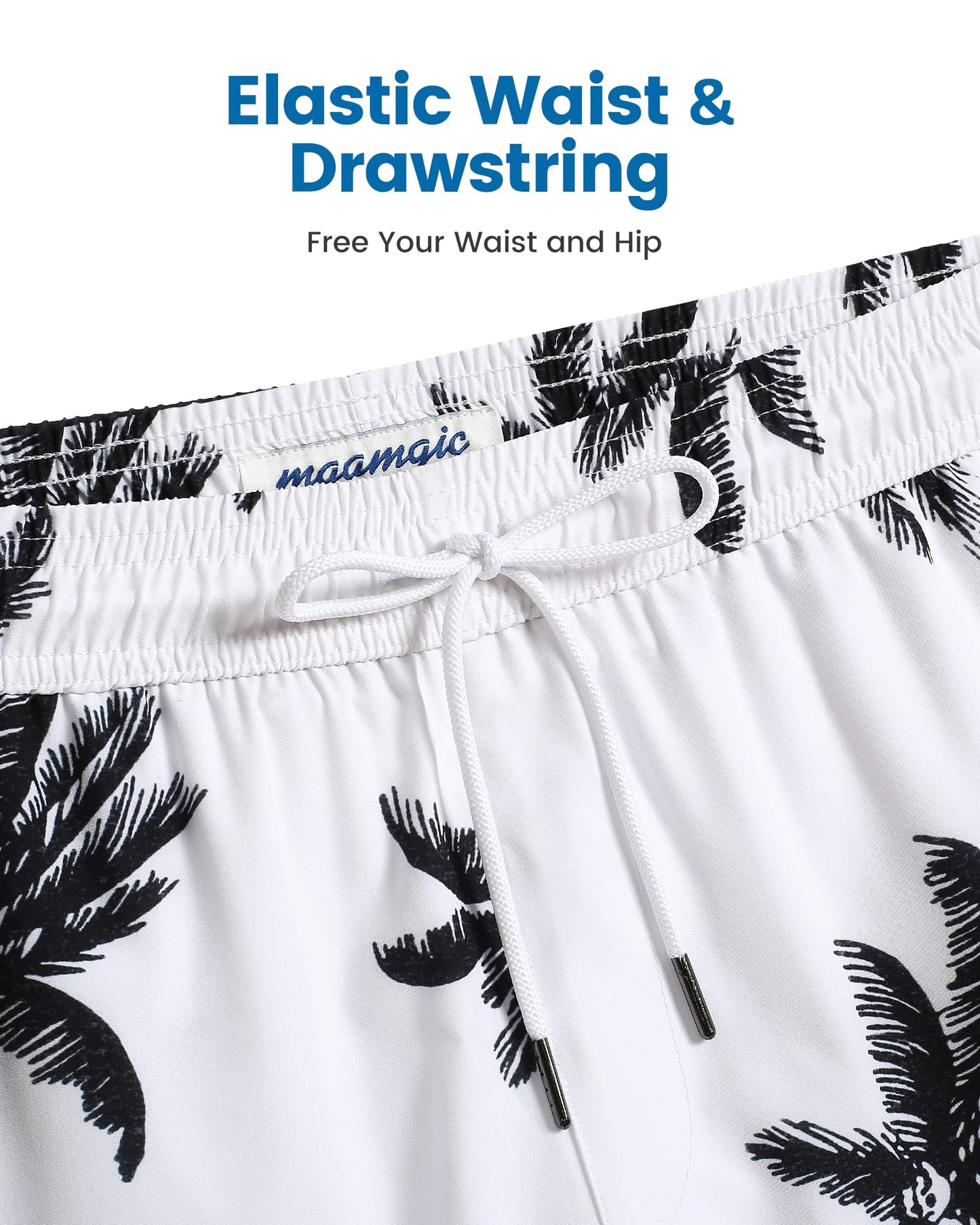 maamgic Swim Trunks Men 2 in 1 Mens Bathing Suit 7 Inch Quick Dry Mens Swimming Trunks with Zipper Pockets