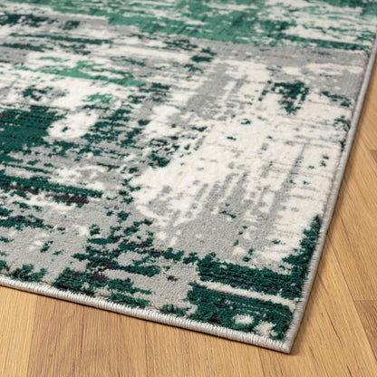 LUXE WEAVERS Abstract Distressed Green 4x5 Area Rug