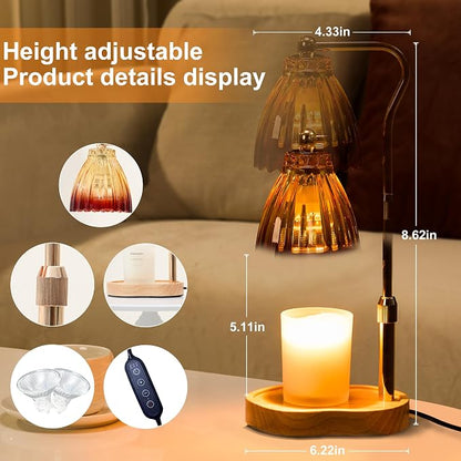 Candle Warmer Lamp with Timer Dimmable, Lamp Candle Warmer for Jar Candles，Birthday Gifts for Women Mom Friend Sister, House Warming Gifts Vintage Home Decor，Wax Warmer Lamp with 2 Bulbs