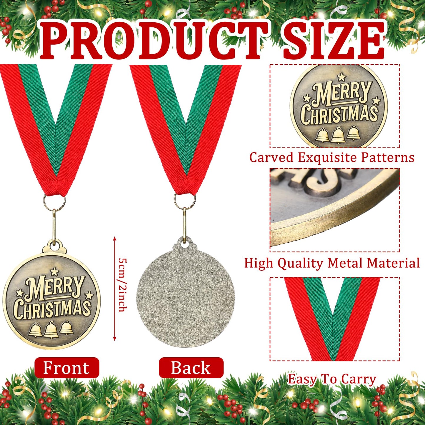 Loetere 30 Pcs/60 Pcs Christmas Medals Award Bulk 2" Gold Silver Christmas Medals Santa Run Reindeer Snowman Elf Gingerbread Man House Tree Trophy Awards for Xmas Party Ornament Favor Gift Prize