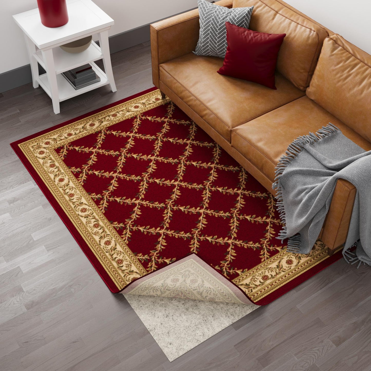 Ottomanson Non Slip Rug Pad Grip 3x11 1/8 Thick, Protection for Any Flooring Surface, Keep Your Runner Rug and Area Rugs in Place, 2'7" x 11', Beige