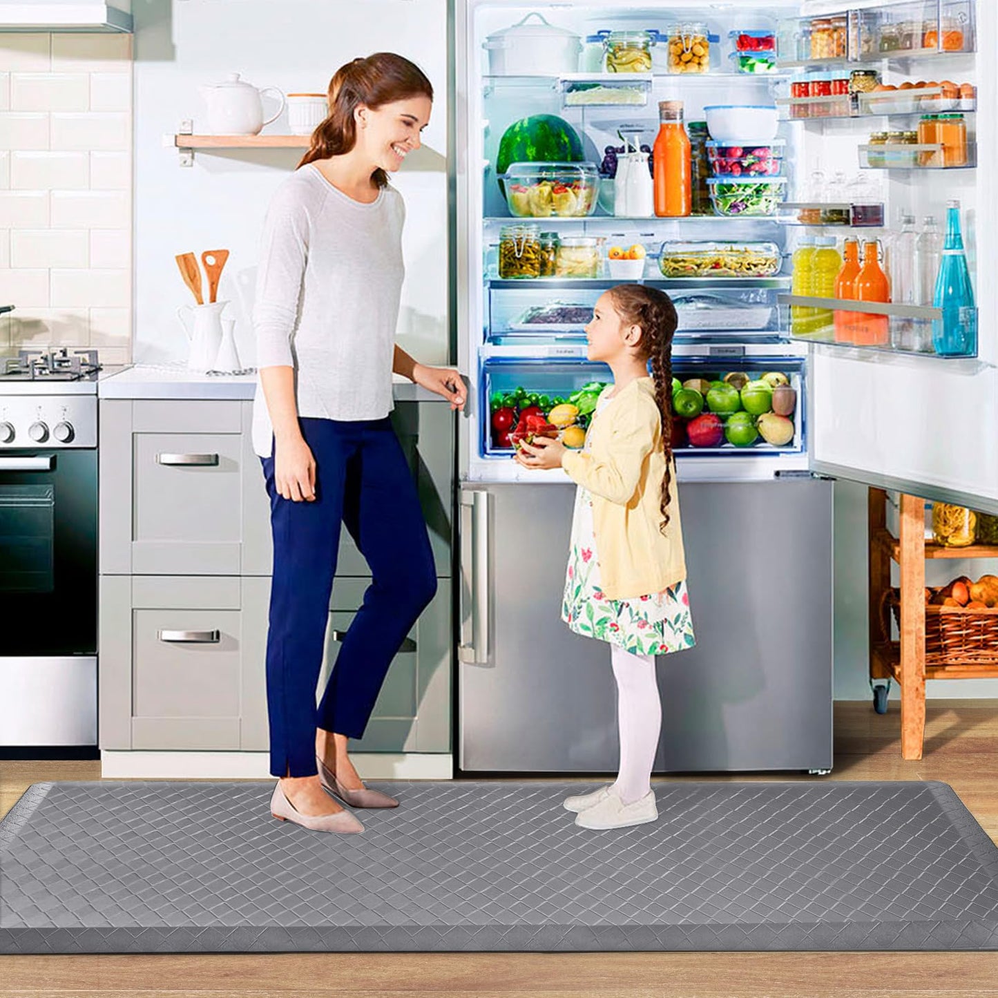 HappyTrends Anti-Fatigue Floor Mat - 4/5 Inch Thick, Waterproof Non-Slip, Heavy Duty Ergonomic Comfort Rug for Kitchen, Office, Sink, Laundry (22"x72", Gray)