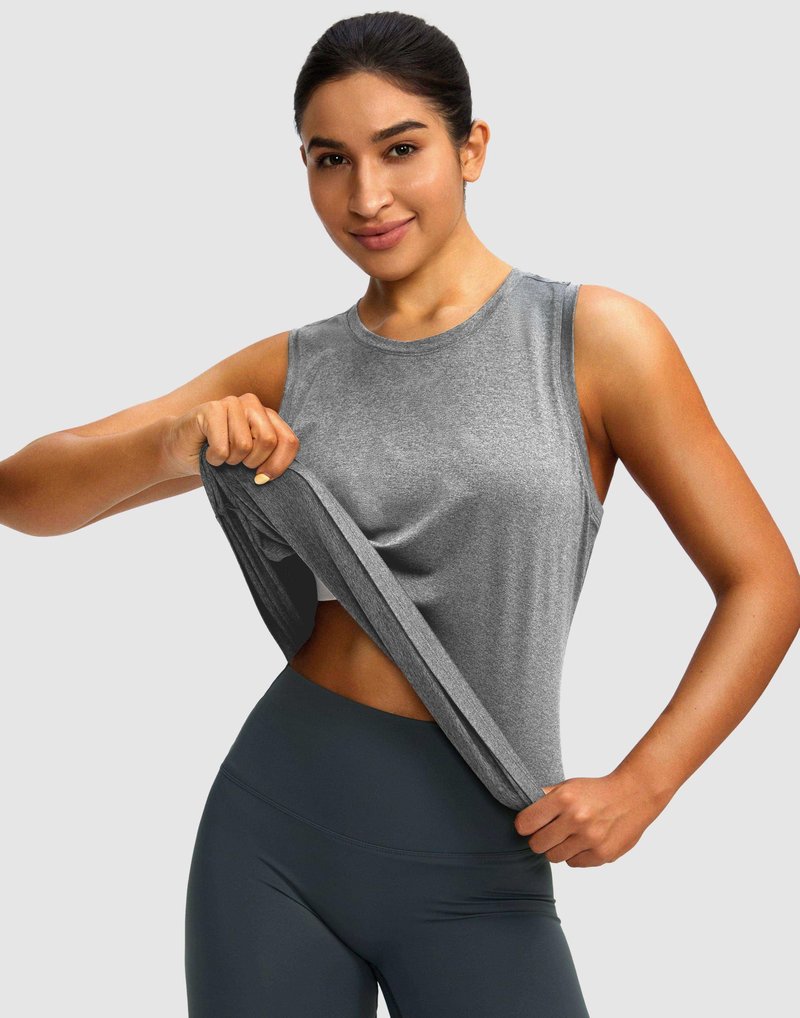 Women's Workout Tops Racerback Athletic Tank Tops Sleeveless Loose Fit Yoga Running Gym Shirts for Women(Heather Grey,XL)