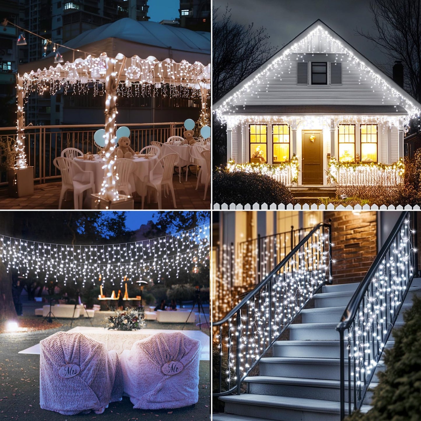 Icicle Lights for Outside, 167ft 17600 LED Icicle Christmas Lights Outdoor Waterproof, 352 Drops with Remote, 8 Modes & Dimmable, Timer for Christmas, Wedding, Party, House, Roof Decoration, White