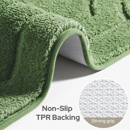 HOMEIDEAS Bathroom Rugs Sets 2 Piece, Extra Soft and Absorbent Microfiber Plush Bath Mat with Non Slip Backing(Sage Green)