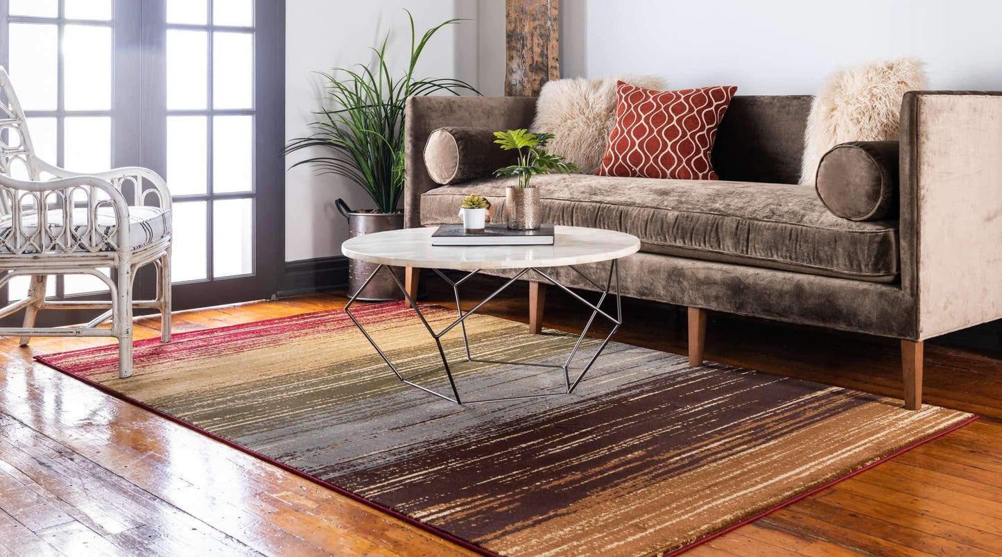 Unique Loom Barista Collection Area Rug - Mundo Nova (4' 1" x 6' 1" Rectangle, Beige/ Blue)