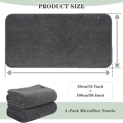 KinHwa Microfiber Hand Towels for Bathroom Soft and Absorbent Face Towels Grey