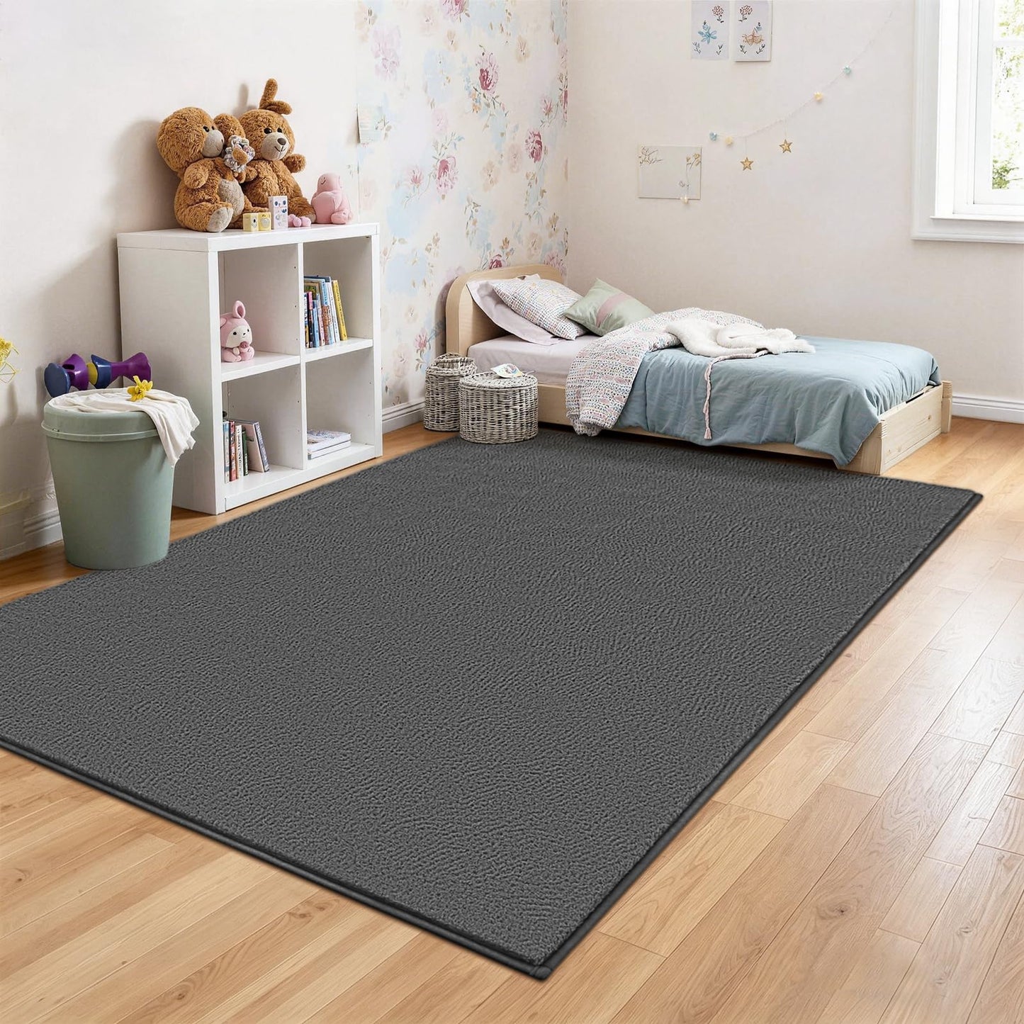 Vasofe Grey Soft Rugs for Bedroom, 3x5 Washable Non Slip Area Rug, Modern Indoor Memory Foam Thickened Carpets for Living Room Boys Girls Room Playroom Nursery 36x60 Inch Mat Home Decor