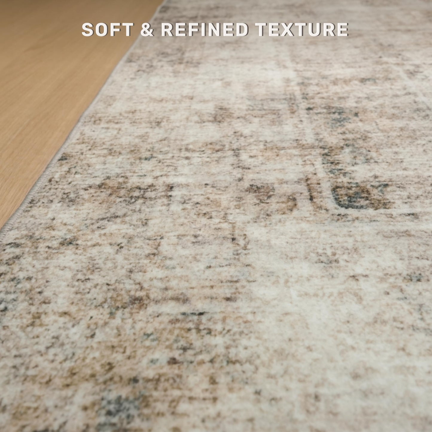Farmhouse 8x10 Washable Area Rugs for Living Room, Neutral Taupe Brown Abstract Rug for Dining Room and Bedroom, Soft Foldable Low Pile Carpet, Stain Resistant Non-Slip Backing