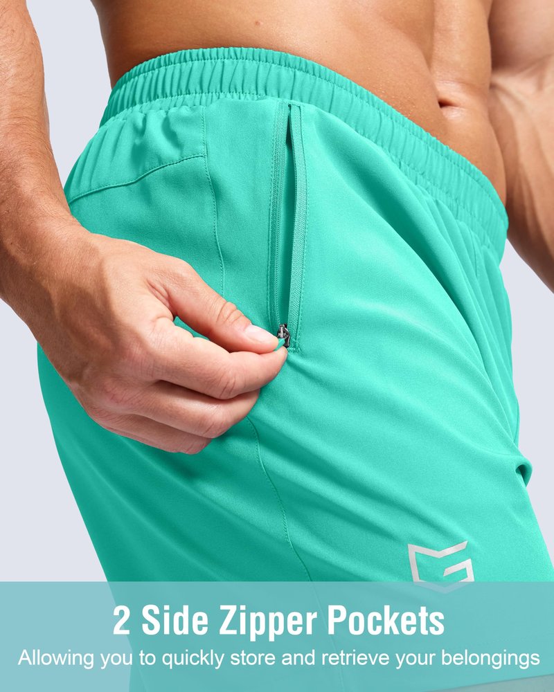 G Gradual Men's Athletic Running Shorts with Zipper Pockets Quick Dry 7"/ 5"/ 9" Workout Gym Shorts for Basketball Hiking(Light Green,9XXXL)